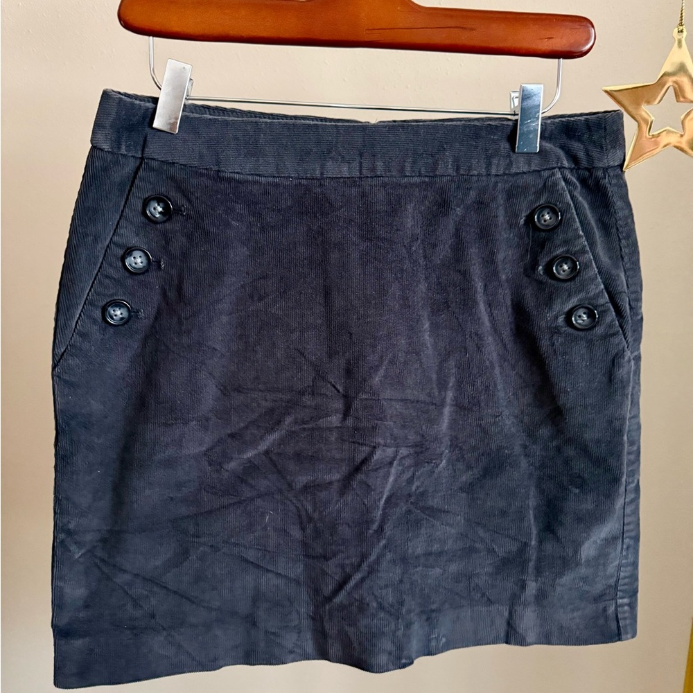 Banana Republic Corduroy Mini Skirt Charcoal Button Detail Size 6